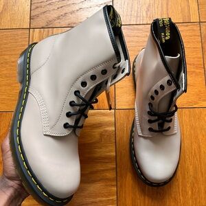 Dr. Martens Cream and Black Combat Boots